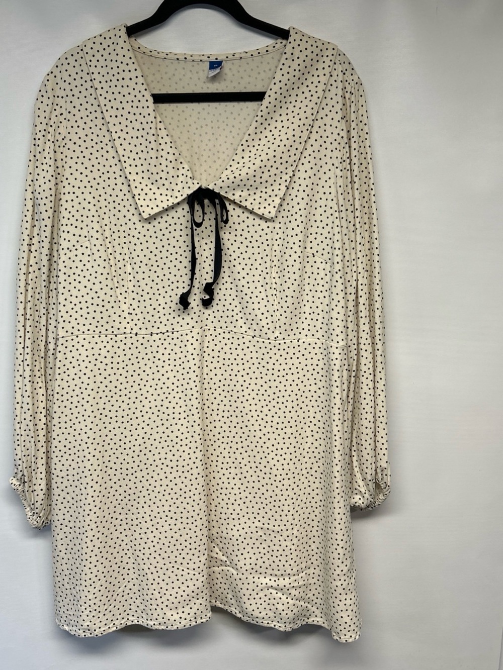 Old Navy Cream Long-Sleeve Polka Dot Sailor Collar Dress